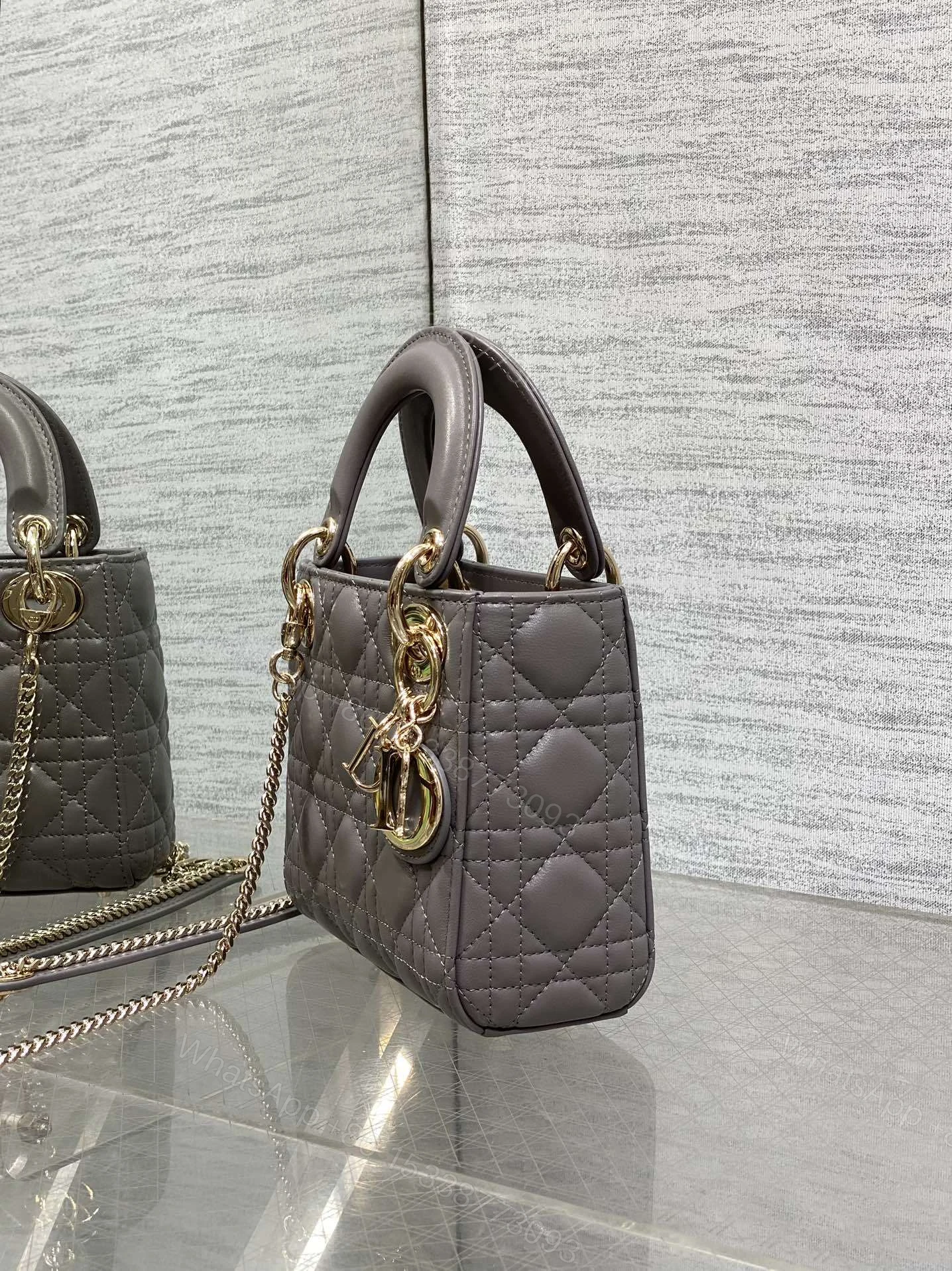 View 5 of Christian Dior Mini Lady Dior bag in gray