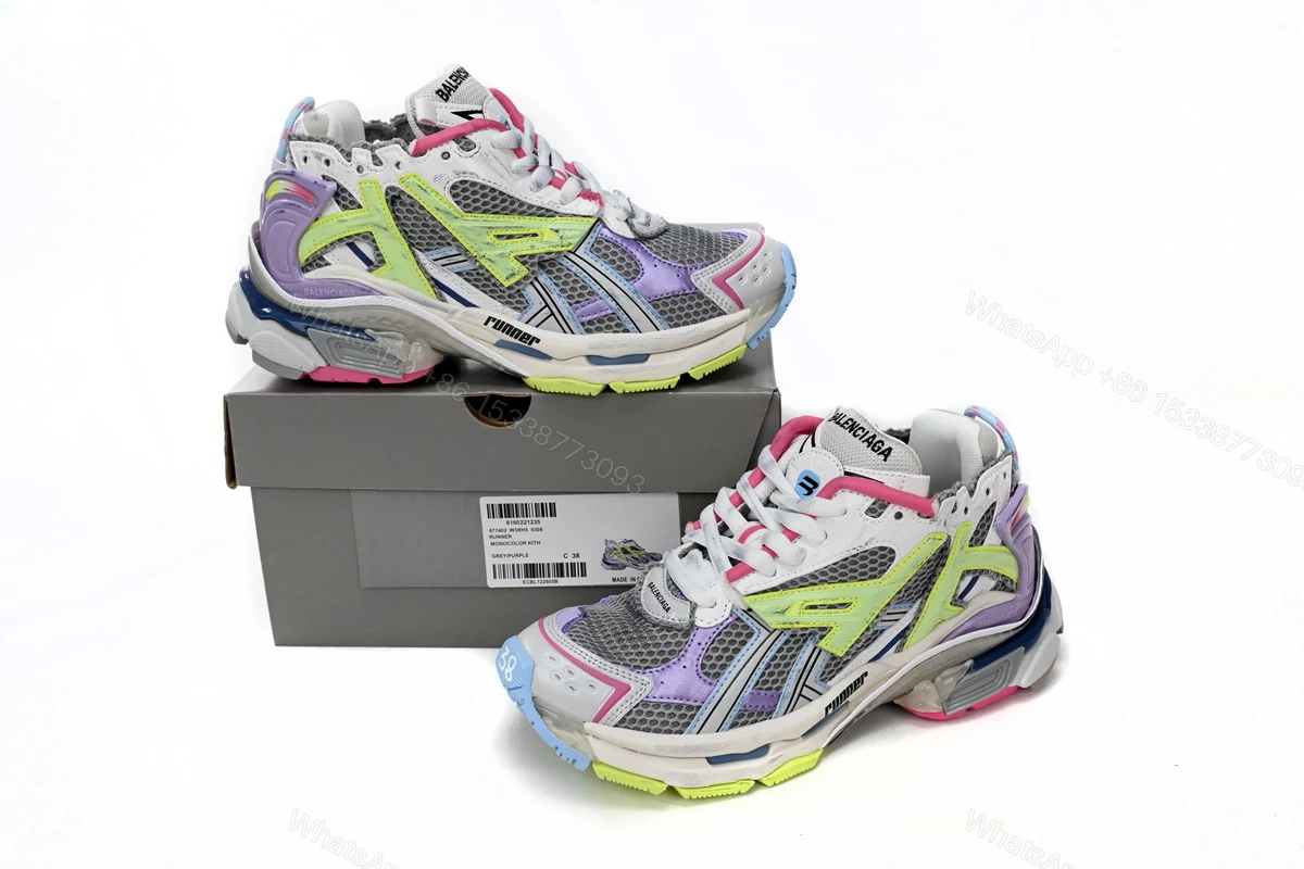 Balenciaga Runner White Yellow Purple 677402 W3RH5 0308 — view 2
