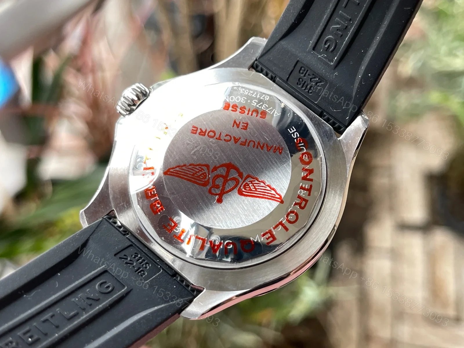 View 8 of Breitling Superocean Orange Replica 44MM Premium Green Rubber Strap Diver Edition BT-SO-ORN-GRN-44