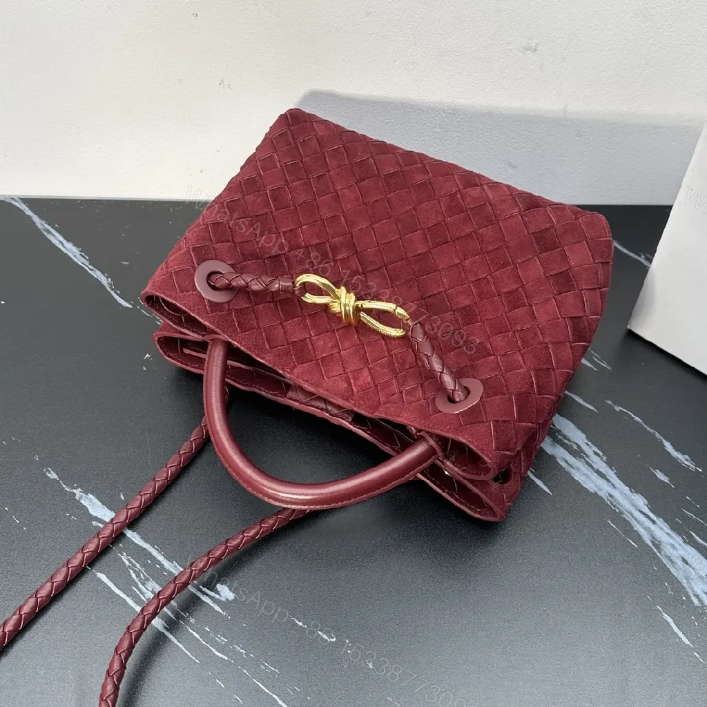 View 2 of Textured Burgundy Weave Everyday Mini Bag with Gold Hardware