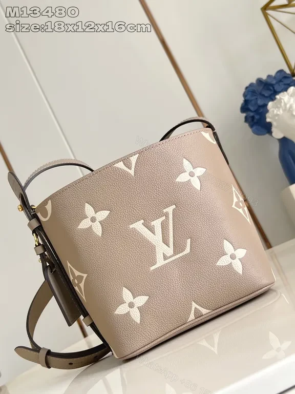 View 3 of Taupe LV Monogram Tote: Pebbled Leather, Structured Luxury