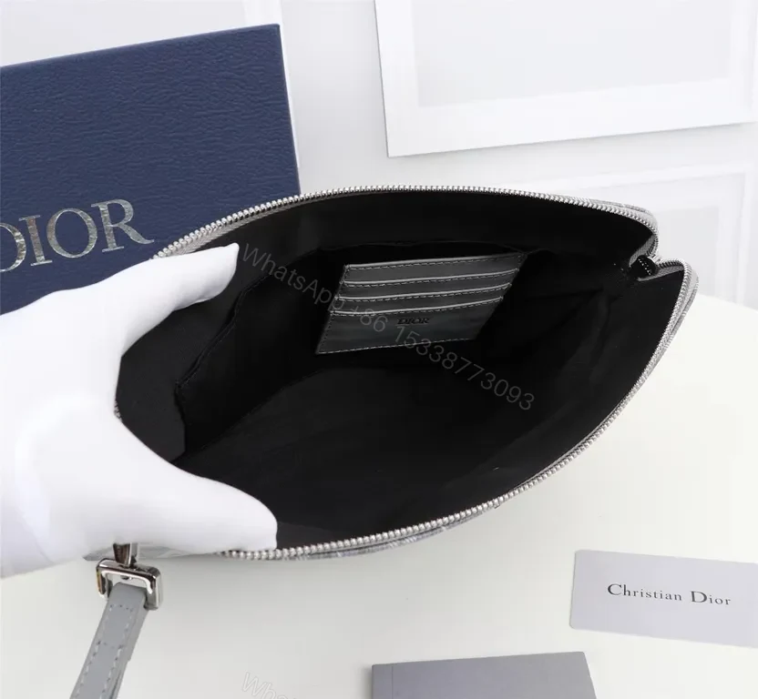 View 8 of Grey Dior Oblique Clutch â€“ Luxe Crossbody/Clutch Bag