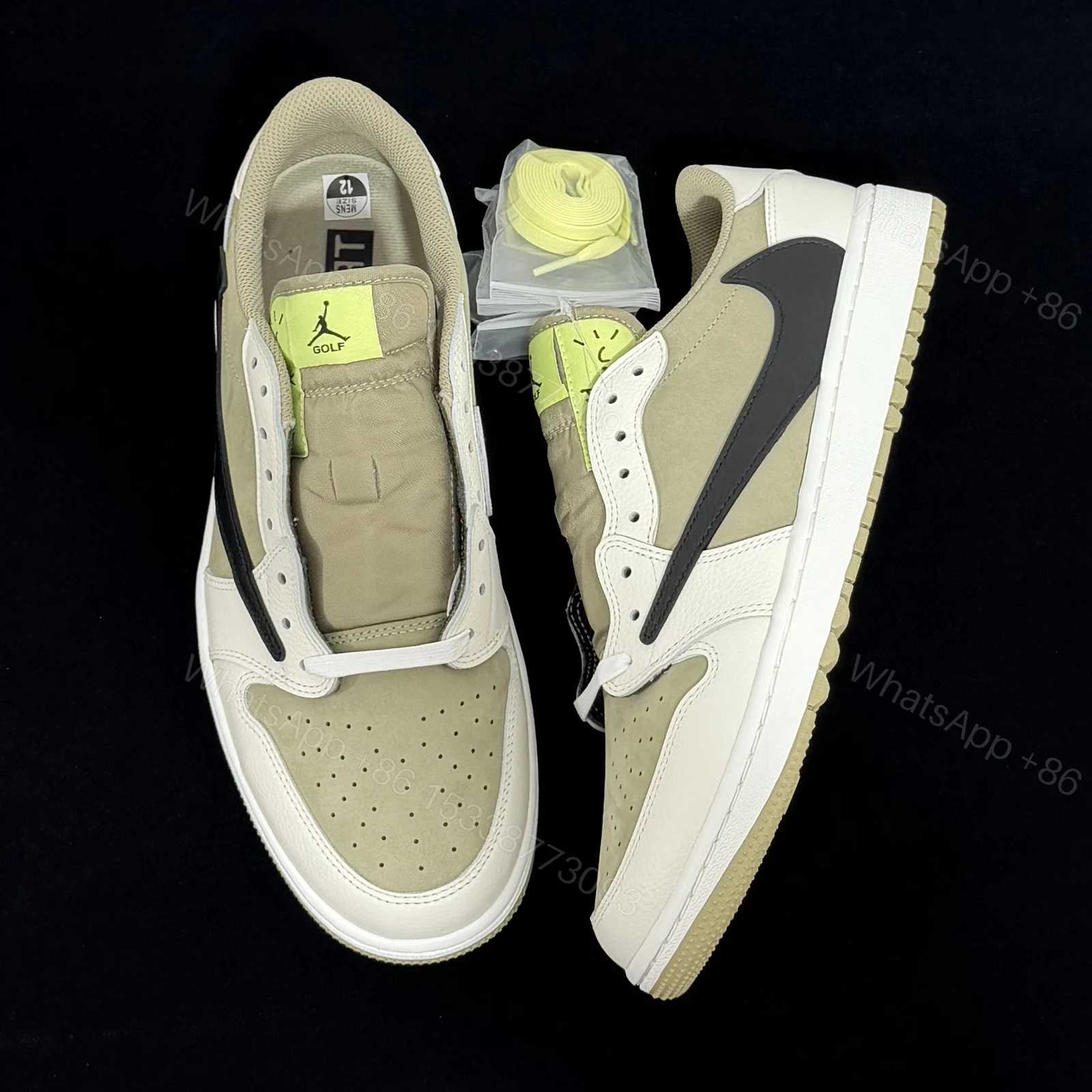 View 8 of Travis Scott x Air Jordan 1 Low OG Golf ‘Neutral Olive’ Reps