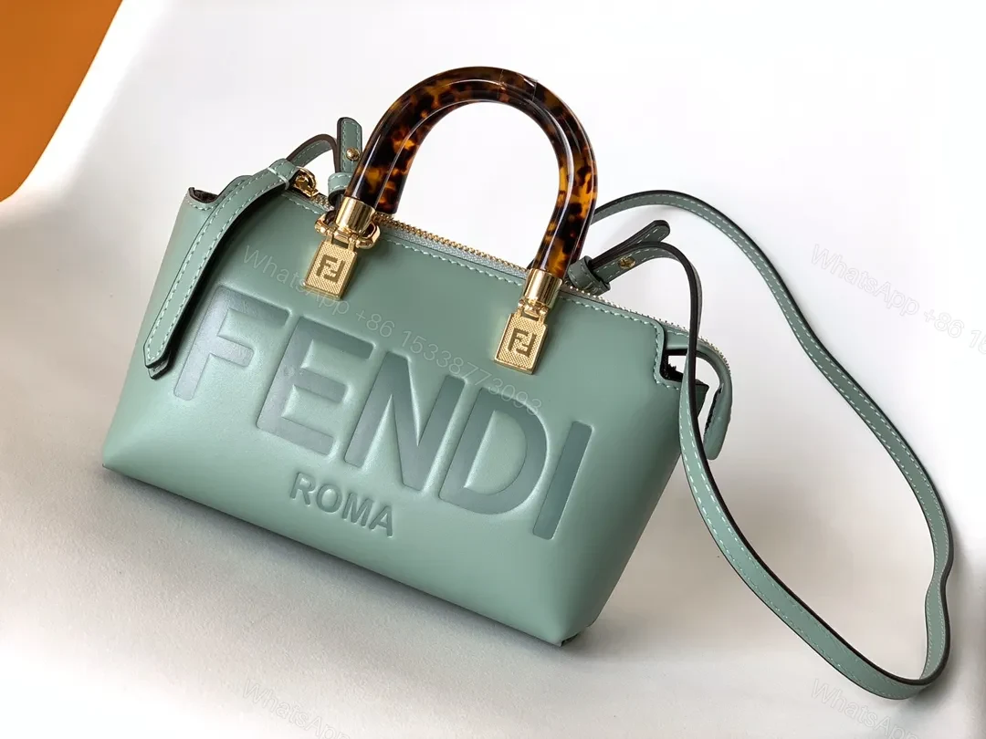 Mint Leather Handbag | Fendi-Inspired Roma Style with Gold Hardware — view 1