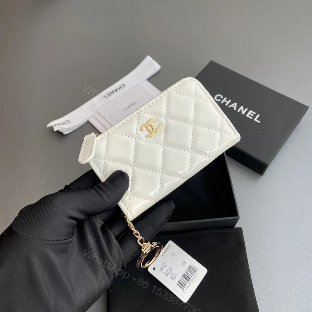 View 5 of 高仿Chanel*AP0221零錢包白色漆皮金扣免檢版