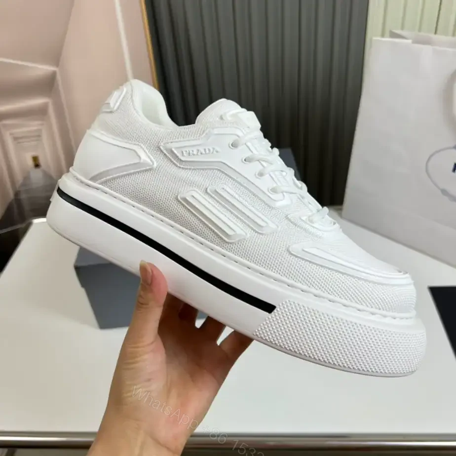 PRADA MACRO RE-NYLON AND BRUSHED LEATHER SNEAKERS – PRD061 — view 1