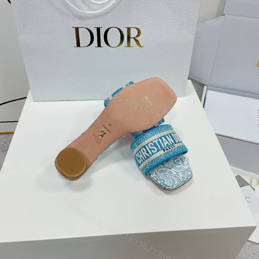 View 2 of Patterned Linen Sandals with Bold Branding - Open-Toe Slide