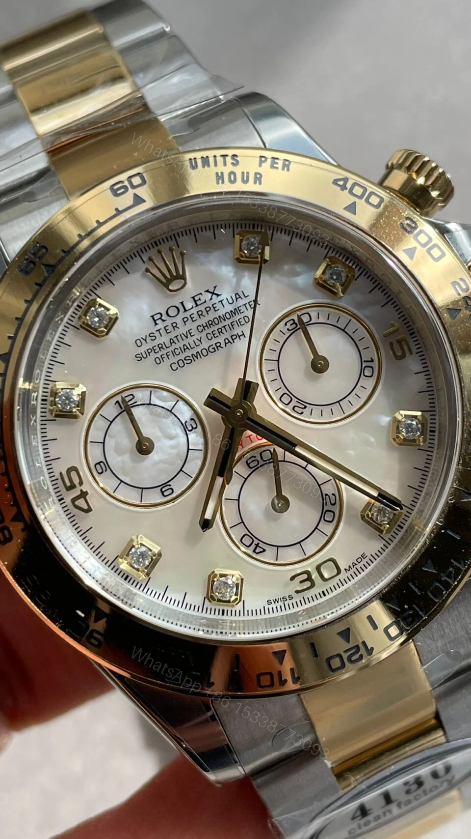 View 2 of Clean Factory 1:1 Rolex Daytona 116503 Two Tone Yellow Gold Real MOP Diamond Dial SA4130