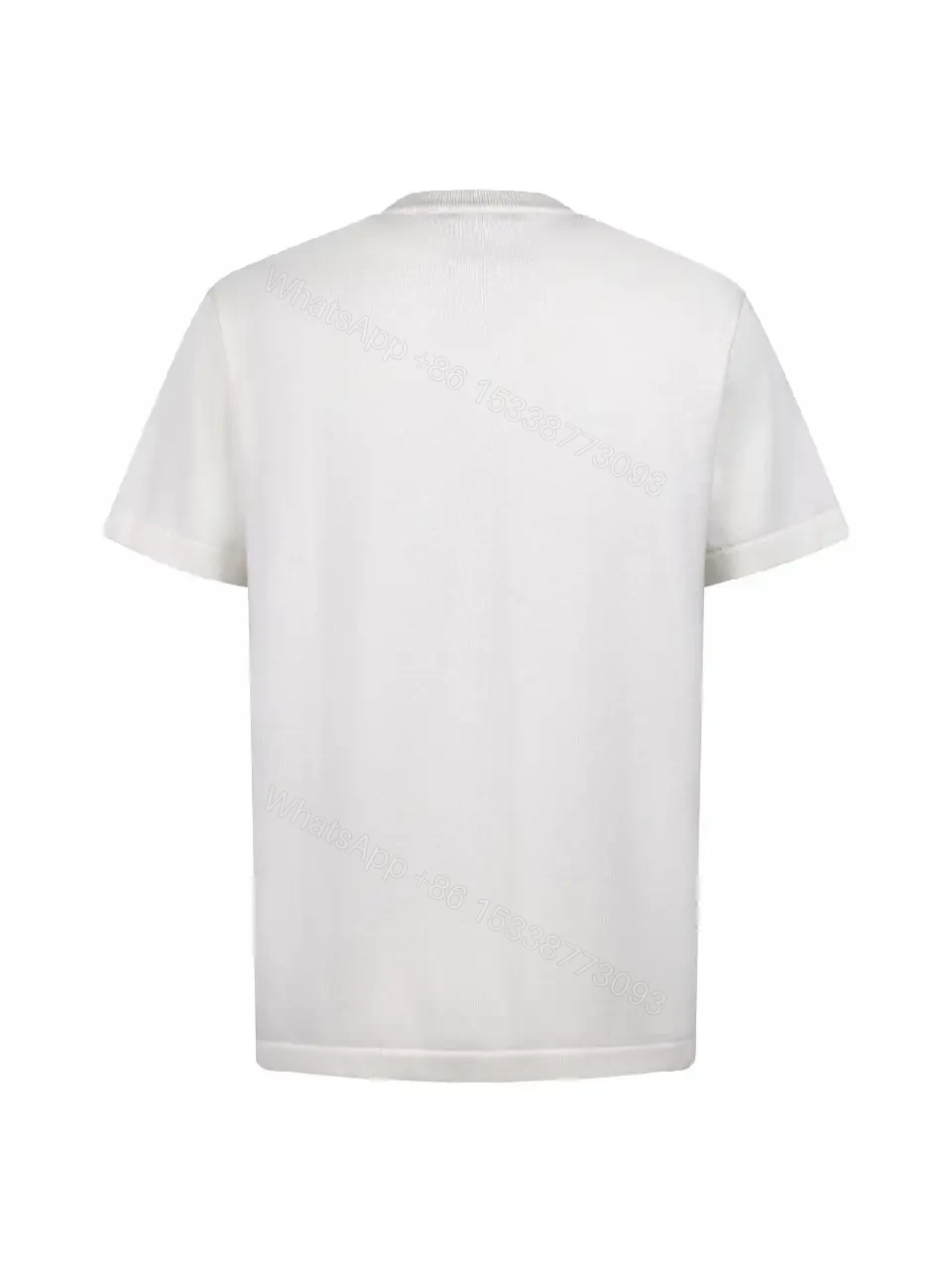 View 3 of White Jersey Short-Sleeve Crewneck T-Shirt with Gold LV Chest Logo