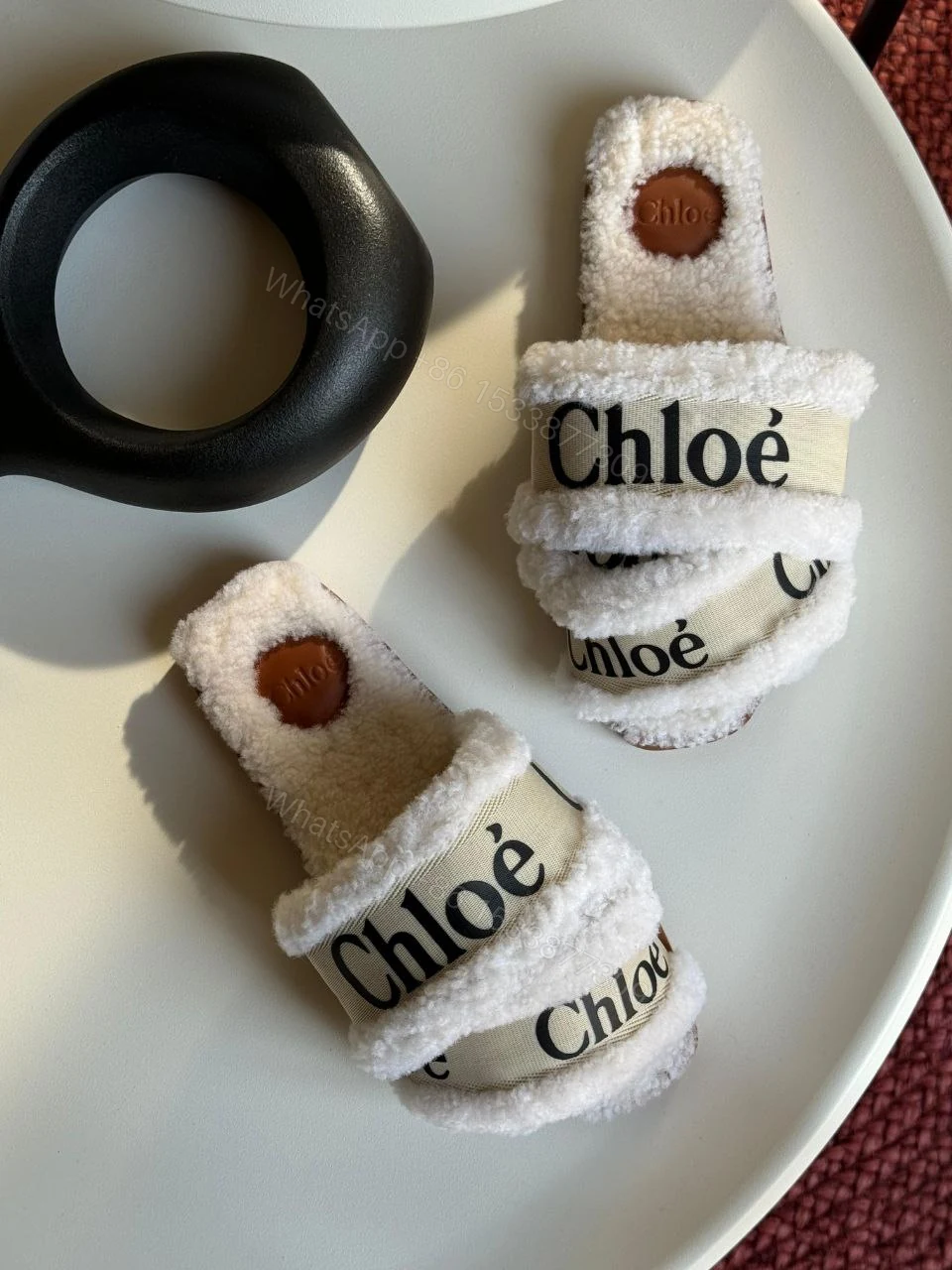 View 2 of Chloé Marcie faux fur mules & clogs