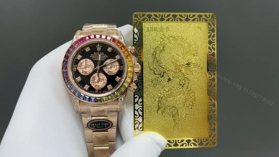 View 7 of Rolex Daytona Rainbow Everose Gold replica 40MM Oyster Bracelet Edition RG-DAYTONA-RAINBOW-EVEROSE-OYSTER-40