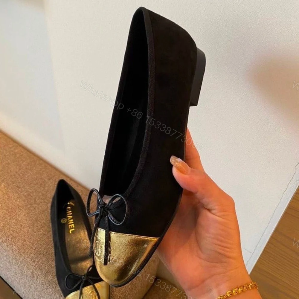 View 3 of Chanel Cap Toe Ballet Flats Black Gold