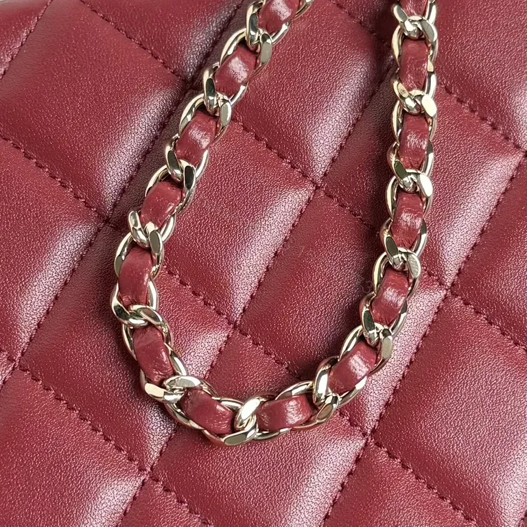 View 3 of Chic Quilted Crossbody Bag - Burgundy Leather Luxe