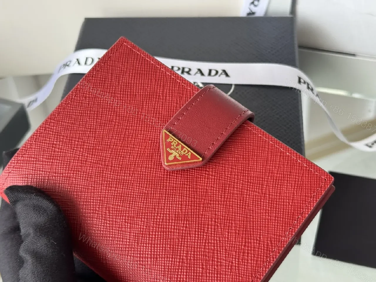 View 5 of Bold Red Saffiano Wallet: Compact Luxury for Everyday Use