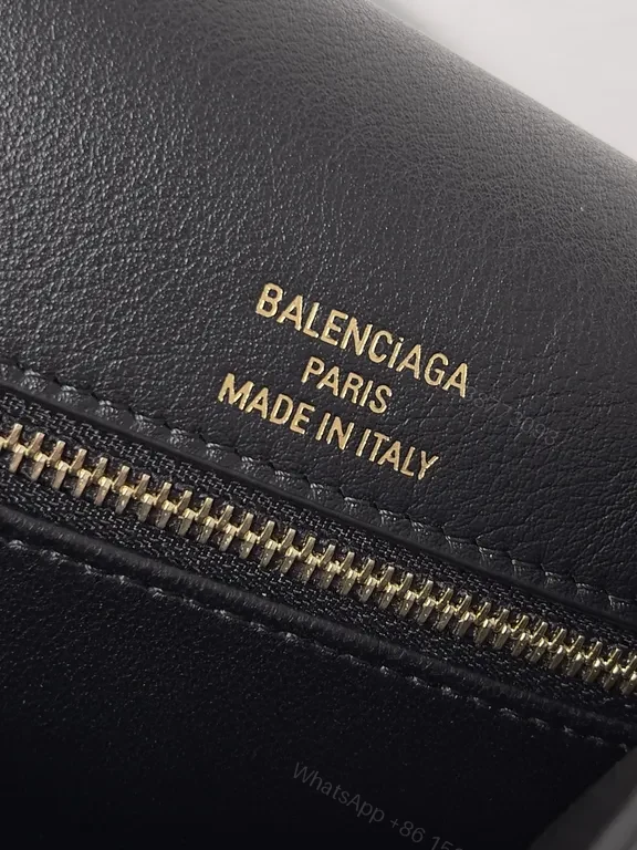View 9 of Chic Black Leather Mini Cardholder Wallet with Gold BB Accent