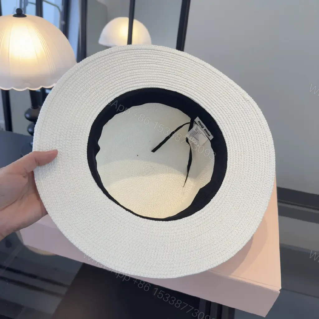 View 3 of Off-White Straw Fedora Hat with Woven Texture and Ribbon Band