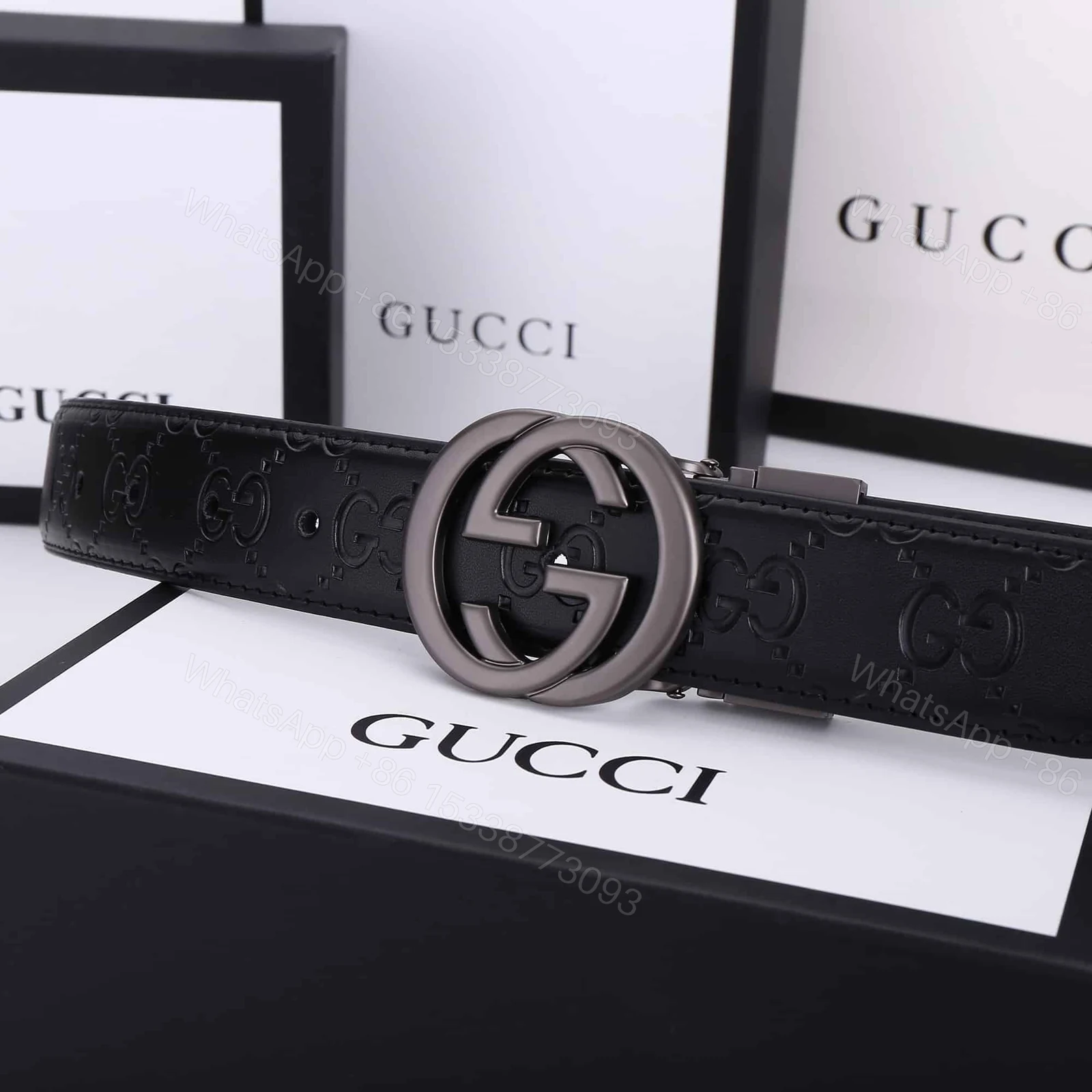 View 2 of GUCCI GG MARMONT REVERSIBLE BELT BLACK MAXI 774153 AABZA 1000