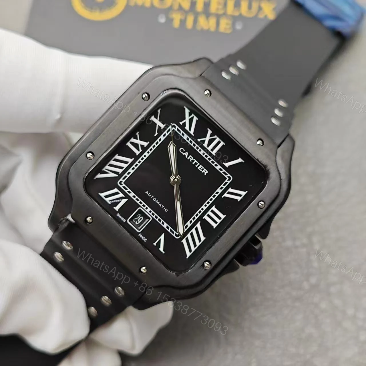 View 11 of Cartier Santos Full Black Replica De Cartier Watch