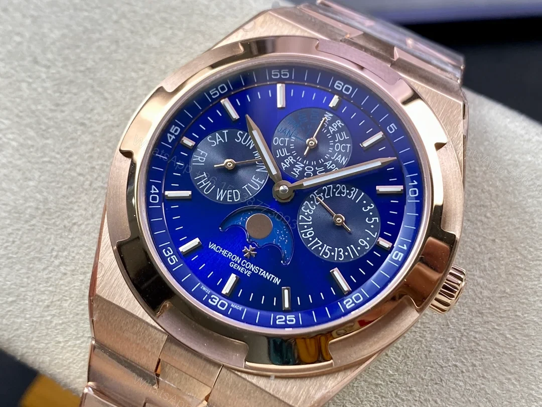 View 3 of Vacheron Constantin Overseas Ultra-Thin Perpetual Calendar Blue Dial Pink Gold Bracelet 4300V/120R-B509