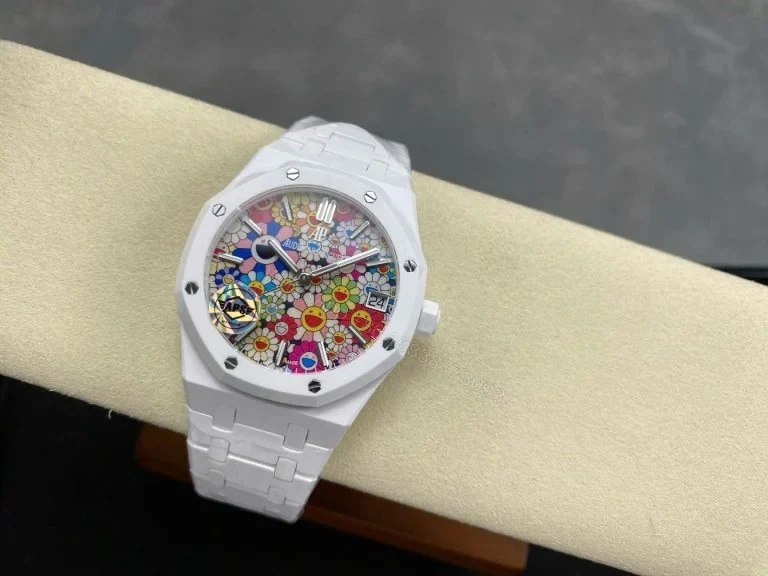 View 7 of Replica AP Royal Oak White Ceramic Celebration Dial 41mm
