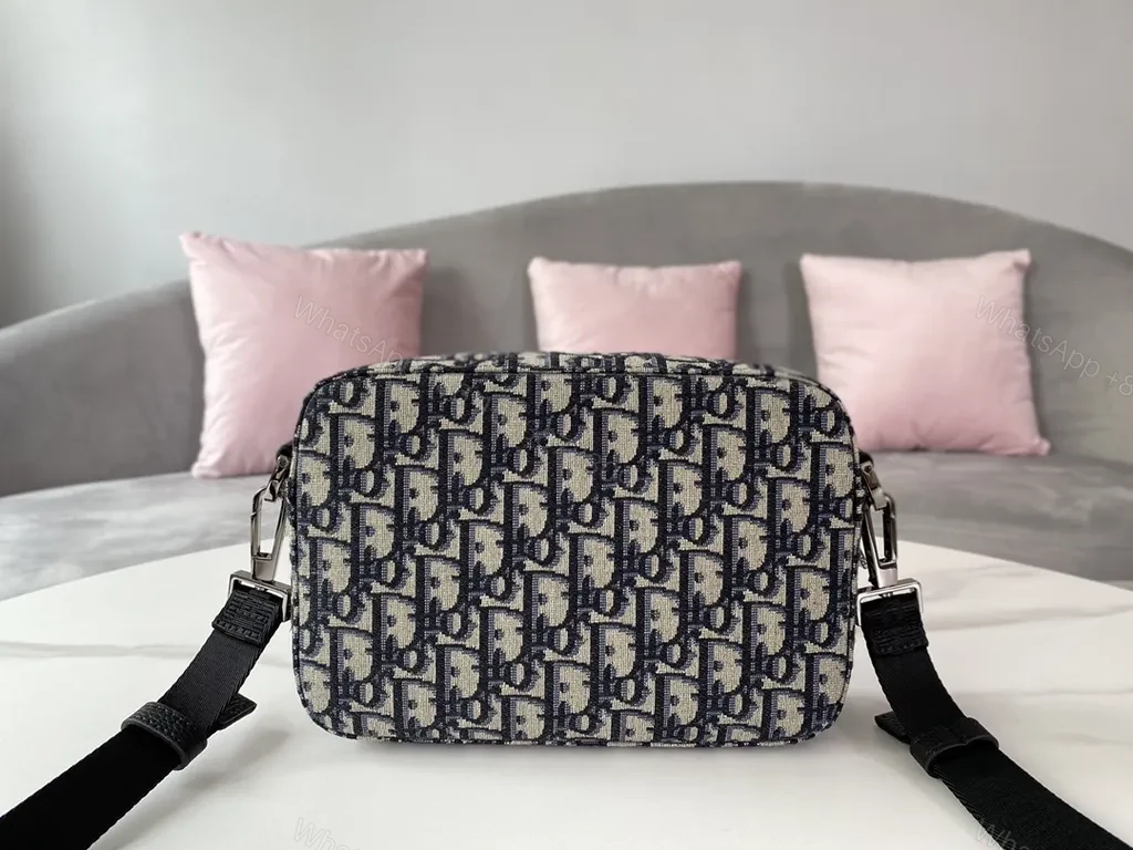 View 7 of Compact Dior Oblique Crossbody: Canvas, Leather Trim, Zip