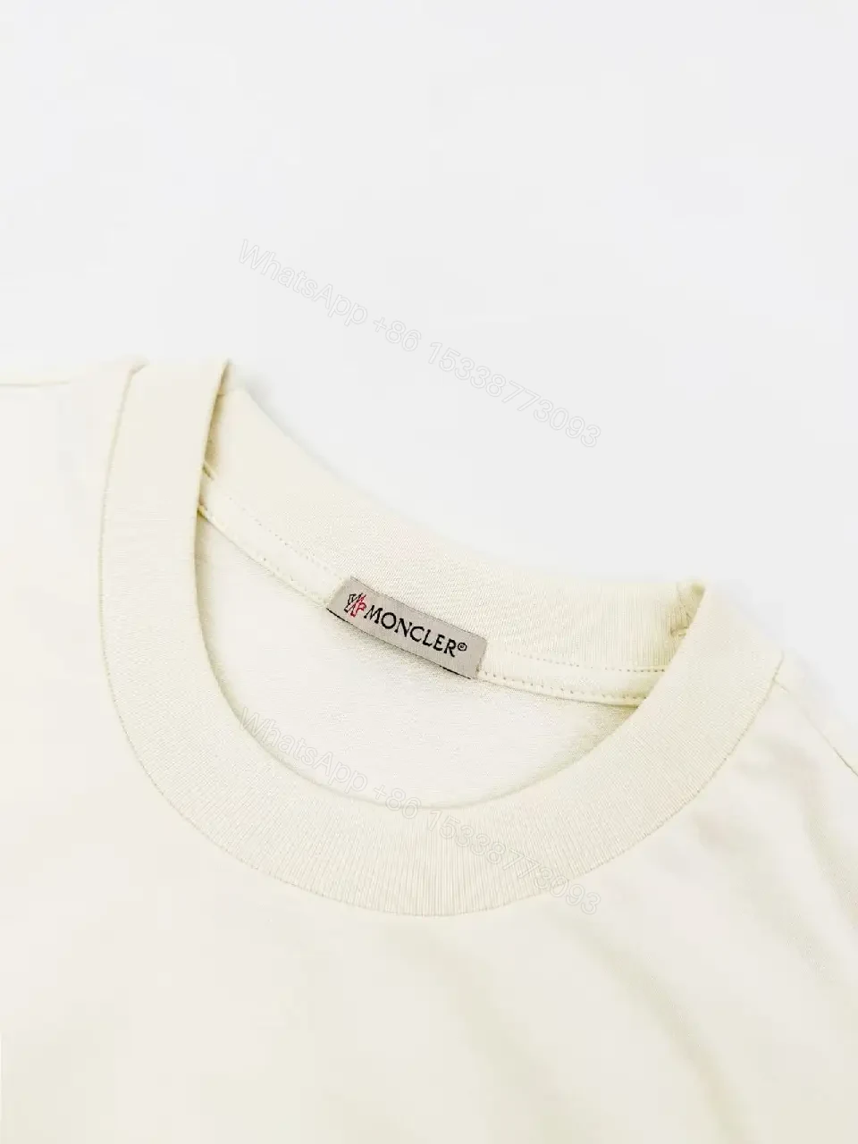 View 12 of Off-White Cream Short-Sleeve Crew-Neck Tee with Chest Emblem
