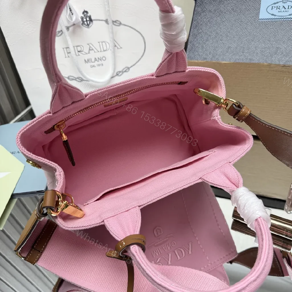 View 5 of Chic Pink Canvas Mini Bag with Textured Finish and Hardware