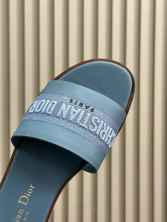 View 5 of Soft-Defined Dior Slides: Couture Comfort in Teal/Blue