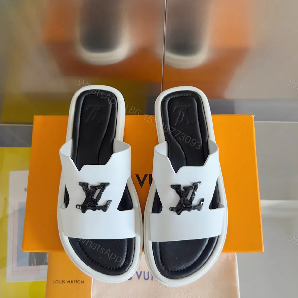 View 4 of Monochrome PU Slides with Logo Detail – Premium Comfort