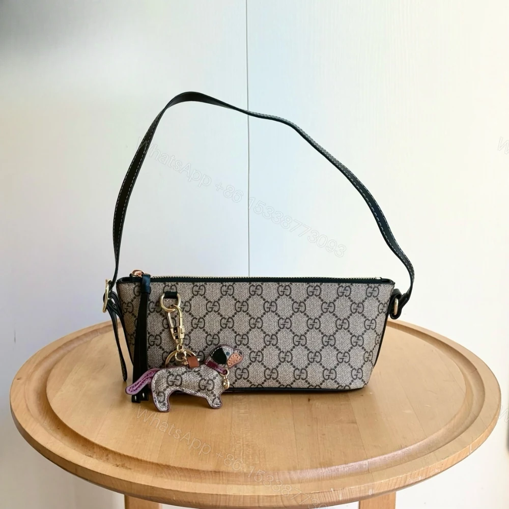 View 2 of Gucci Gg Emblem Small Shoulder Bag Beige And Dark Brown 22Cm