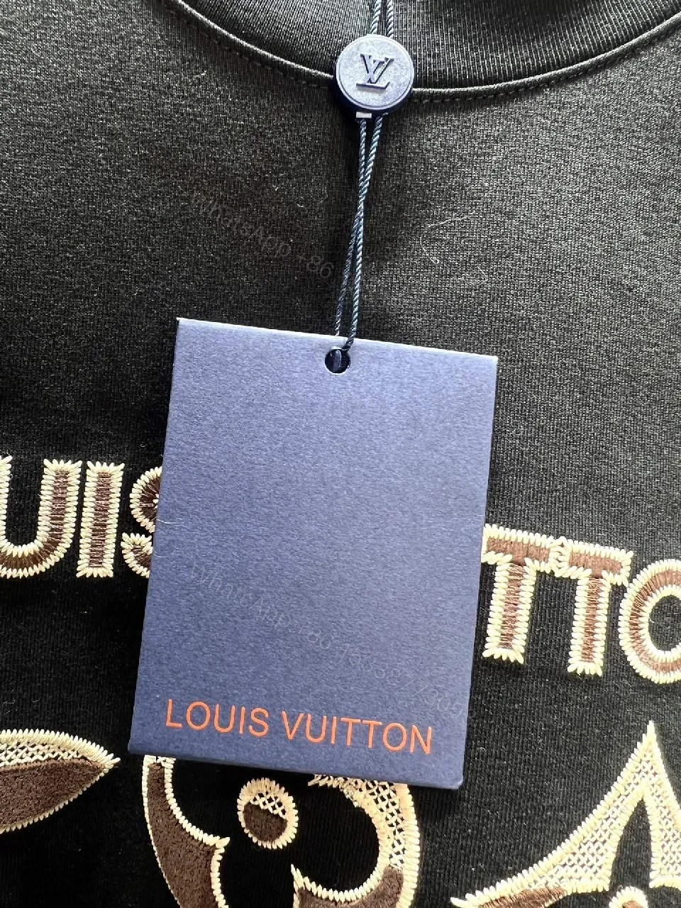 View 2 of Black Cotton Tee with Designer-Inspired Emblem, Modern Fit