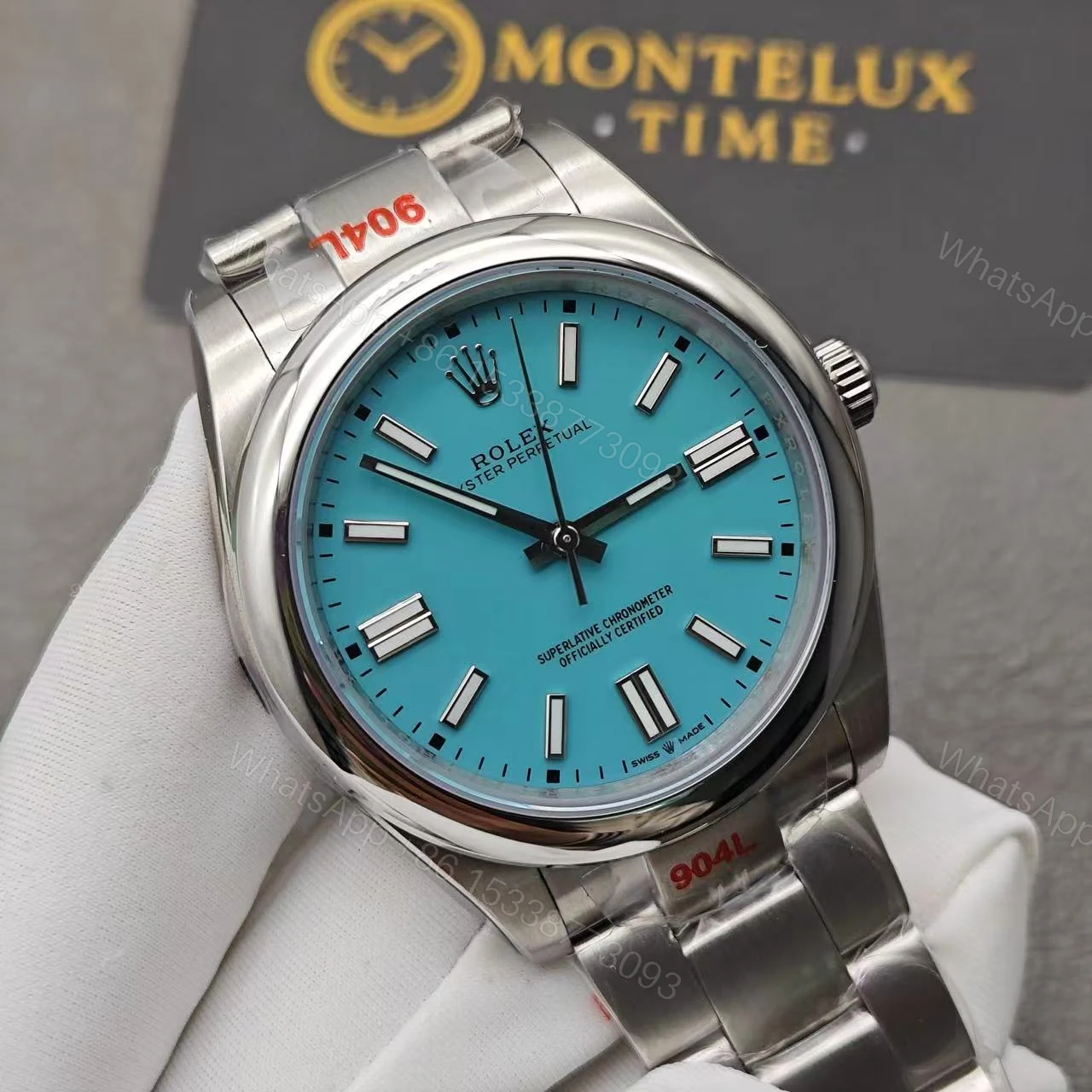 View 14 of Top Clone Rolex Oyster Perpetual 41 MM Turquoise tiffany Blue Dial Replica