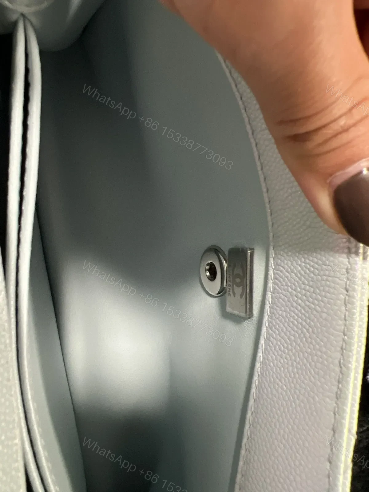 View 3 of Chanel Coco Handbag Leather Light Grey Woman’s 23cm