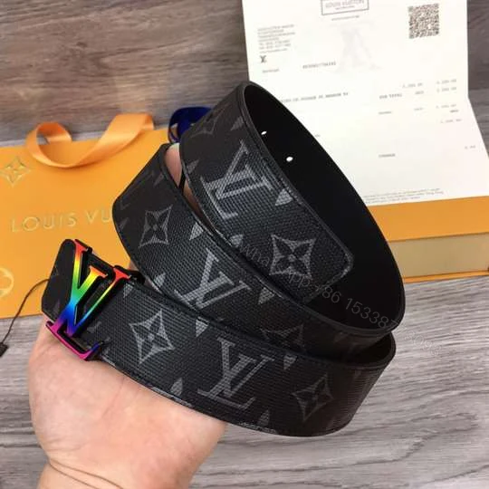 View 3 of LOUIS VUITTON LV INITIALES REVERSIBLE BELT MONOGRAM ECLIPSE TAIGA 40MM RAINBOW – B149