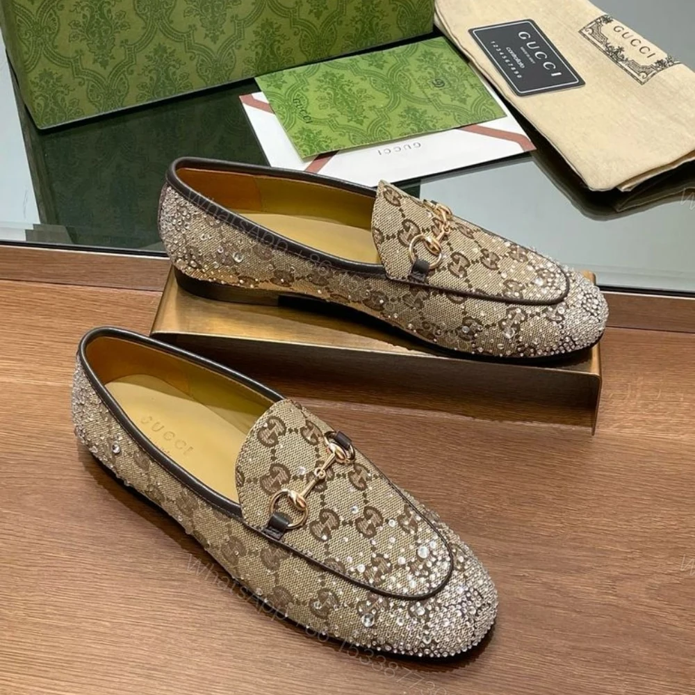View 2 of GUCCI WOMEN’S JORDAAN LOAFER BEIGE AND DARK BROWN 813000 FAD4D 2550