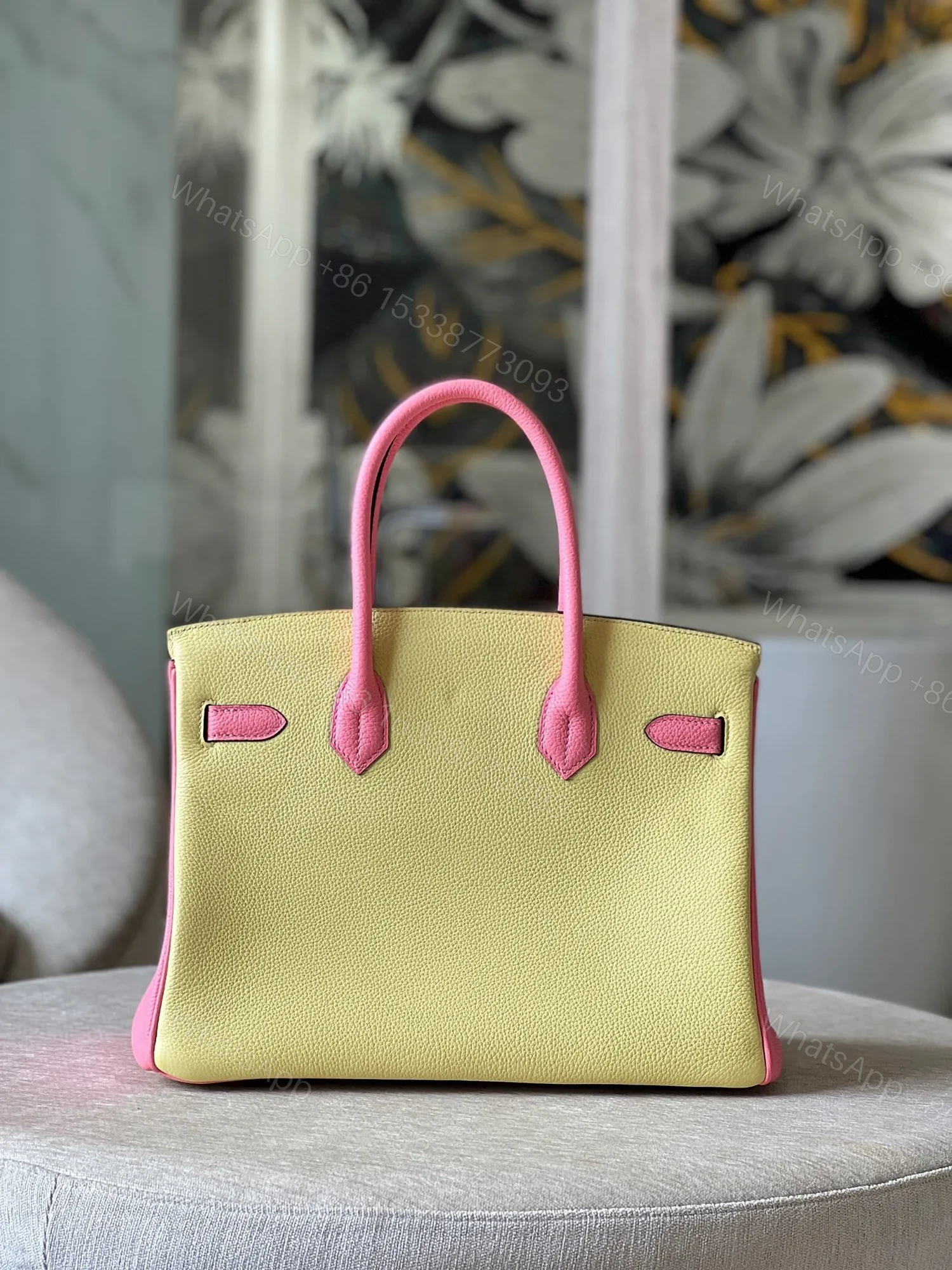 View 4 of HN 30 Yellow/Rose Pink Togo Leather Gold Hardware