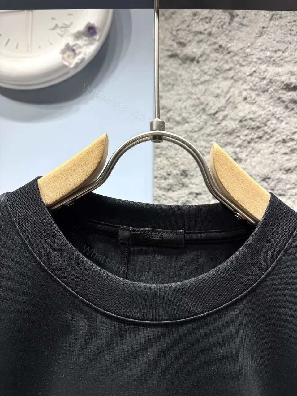 View 3 of Graphic Tee Black with Yellow Triangle Logo Accent, Premium Cotton Blend