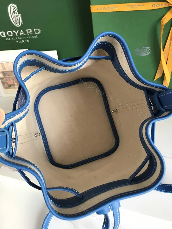 View 8 of Blue + Goyardine-Pattern + Bucket Bag + Everyday Versatility + Handbag
