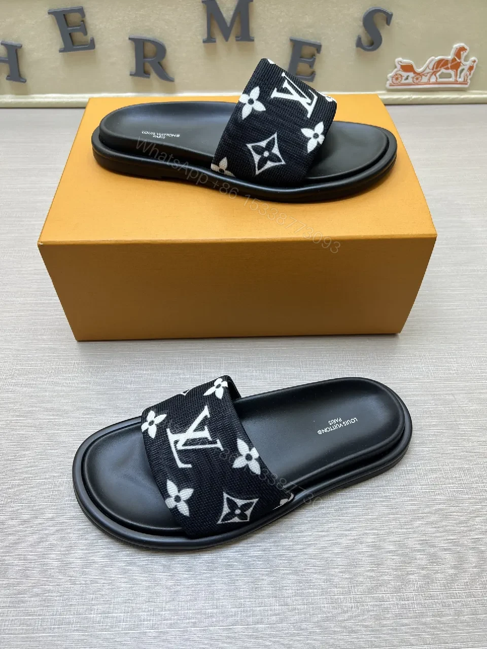 View 9 of Black Monogram Slide: Modern Luxury, All-Day Comfort