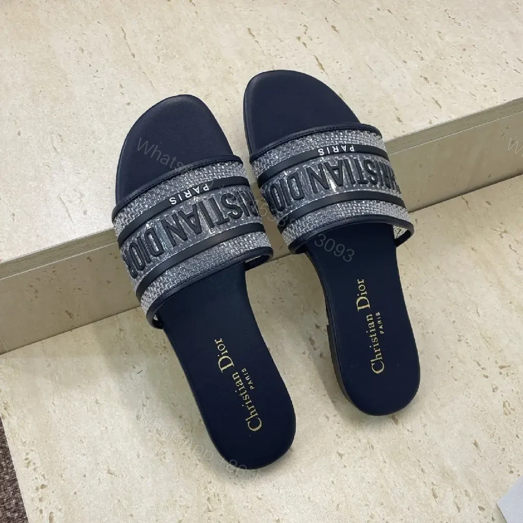 View 6 of Graphite Striped Slides: Textured Dual-Strap Comfort Sandals