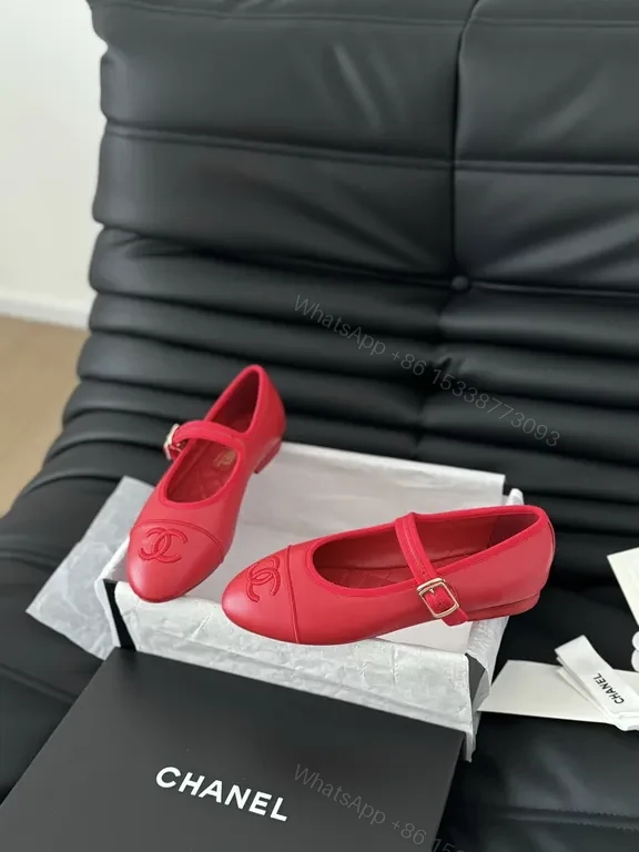 View 7 of Red Quilted Chanel Mary-Jane Flats with Interlocking CC | Luxe Comfort