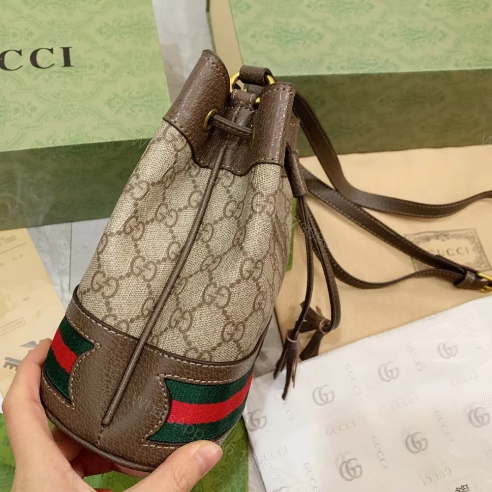 View 3 of Gucci Ophidia Small GG Bucket Bag Brown 17Cm 550621 96I3B 8745