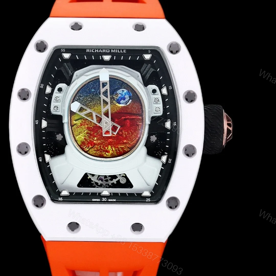 View 4 of Richard Mille RM52-05 Pharrell Williams Mars Mission Watch White Case Orange Strap Premium Edition RM-RM52-05-PW-WHT-ORG