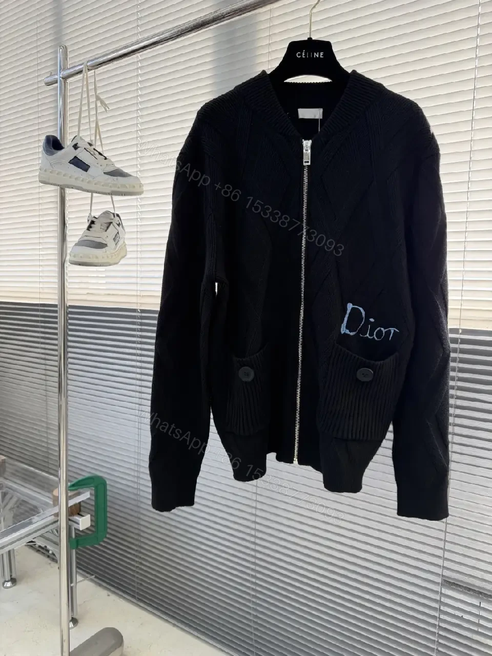 Black Knit Bomber Jacket with Quilted Details - Luxury Tech Knit — view 1