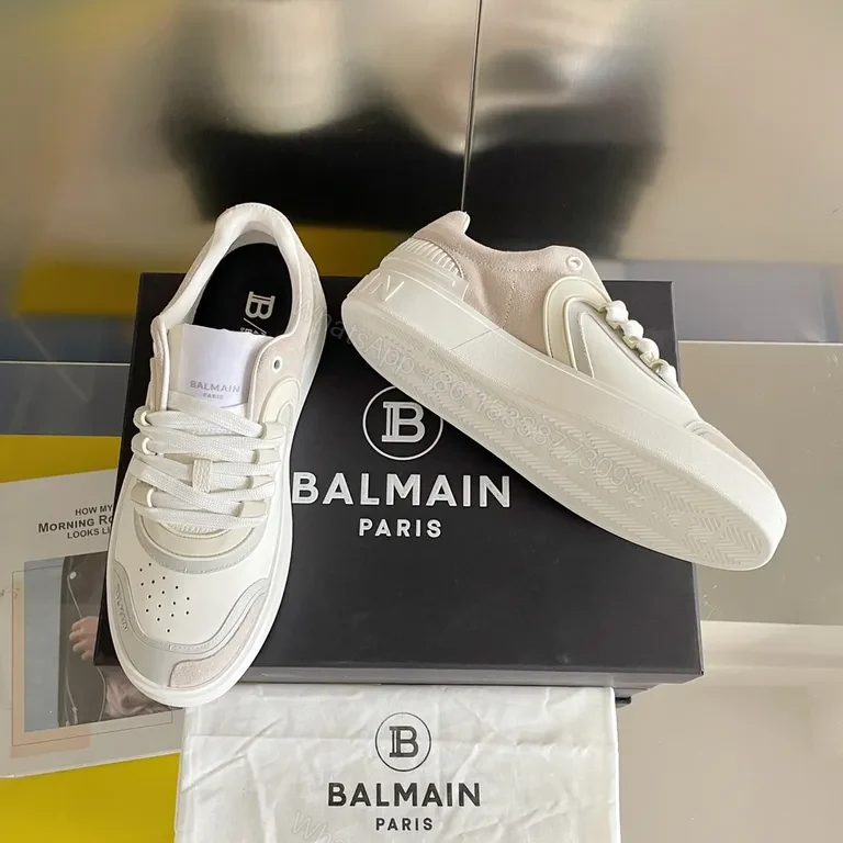 View 3 of Cream-Tone Calf Leather Sneakers: Luxury Everyday Comfort