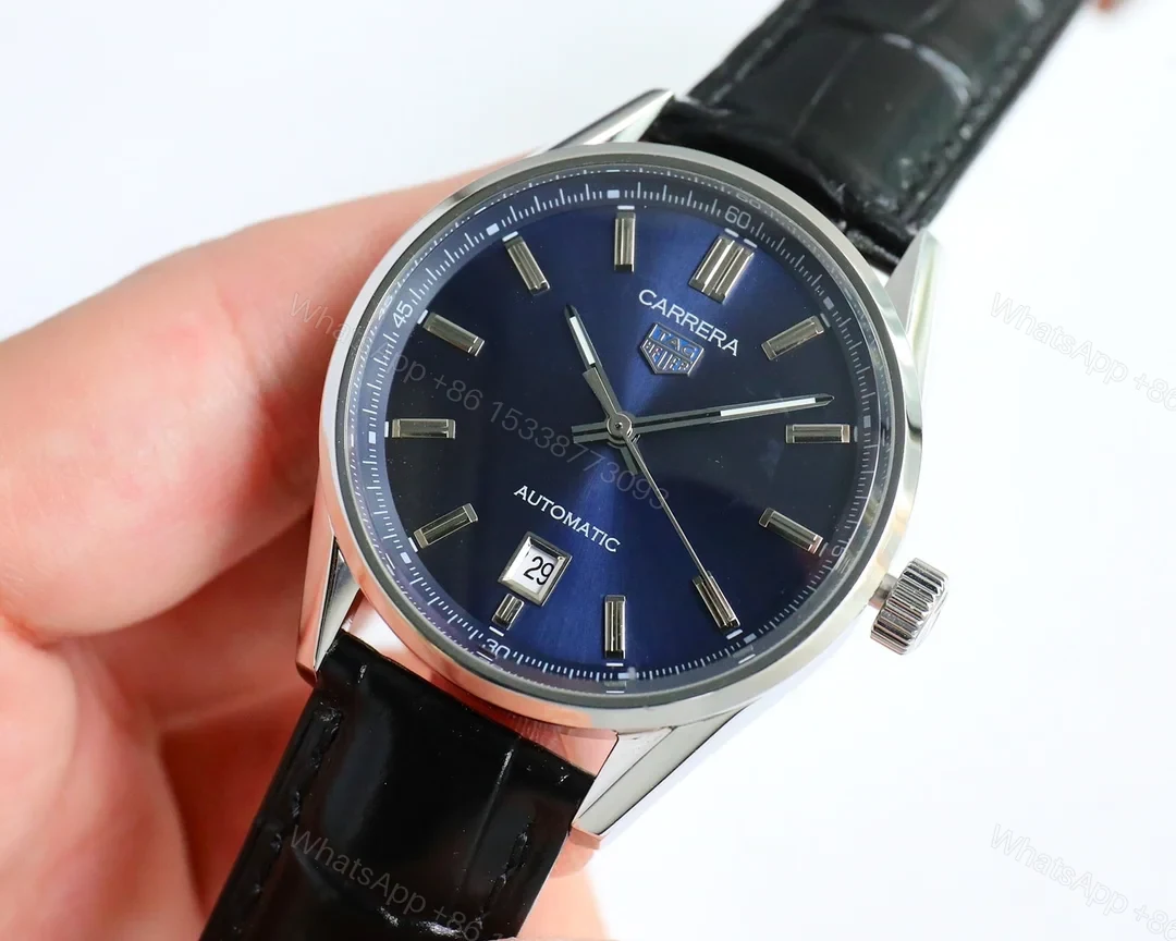 View 3 of TAG Heuer Carrera Calibre 5 Day Date Stainless Steel Blue Alligator WAR201E.FC6292
