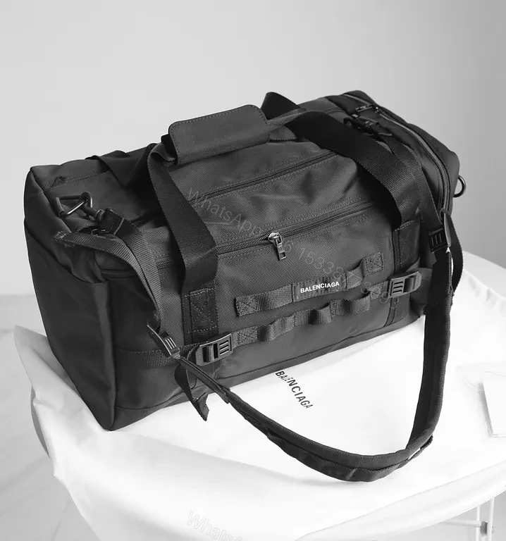 View 9 of Balenciaga Black Leather Bold Travel Duffel â€” Premium Cabin Bag