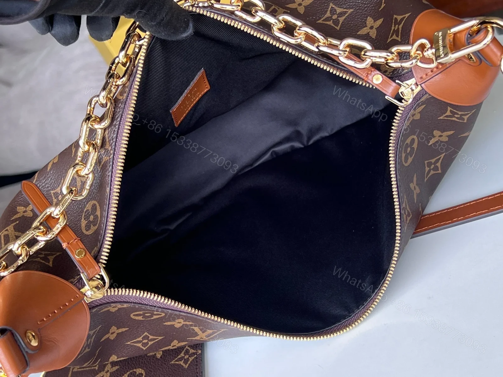 View 4 of LV 25S LOOP HOBO 38 IN BROWN MONOGRAM COATED CANVAS GOLD HARDWARE