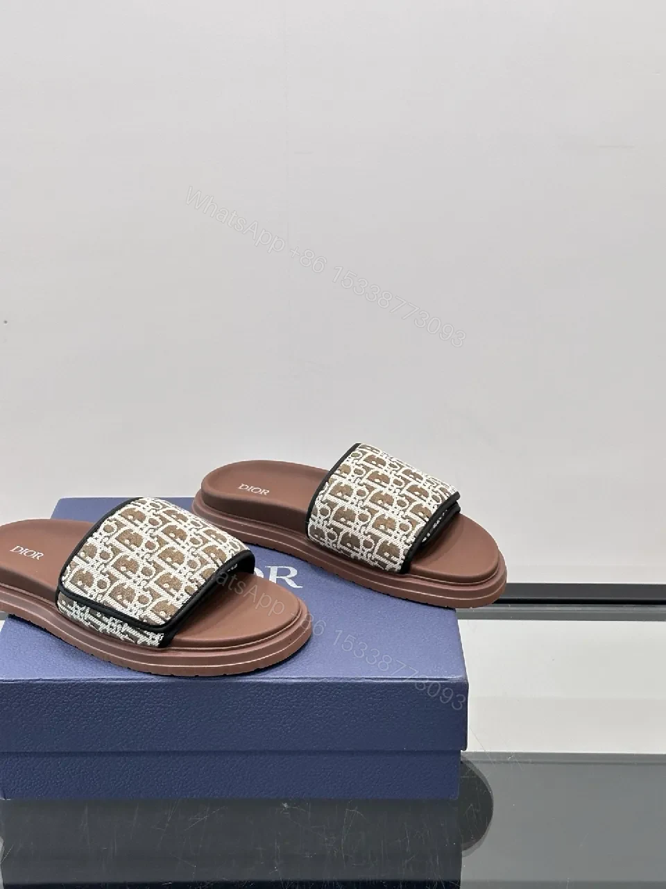 View 8 of Patterned Luxury Slide | Monogram Strap | Cushioned Footbed | All-Day Comfort Slide