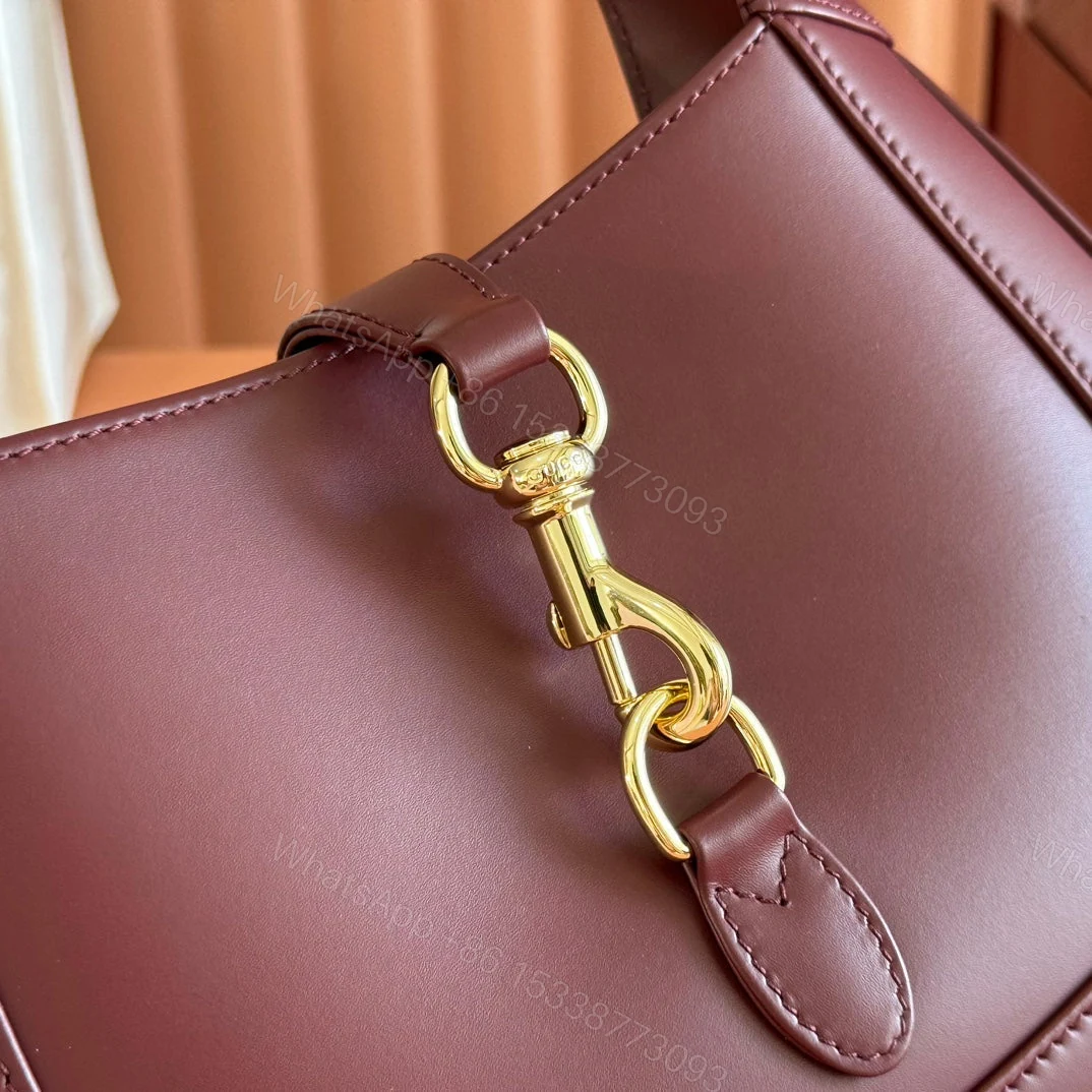 View 5 of JACKIE SMALL SHOULDER BAG 27 IN BURGUNDY RED CALFSKIN GOLD HARDWARE